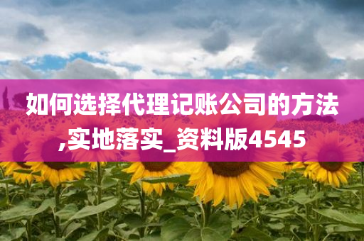 如何选择代理记账公司的方法,实地落实_资料版4545