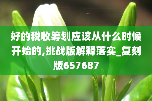 好的税收筹划应该从什么时候开始的,挑战版解释落实_复刻版657687