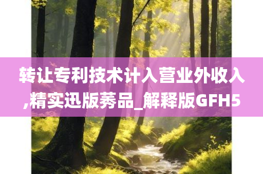 转让专利技术计入营业外收入,精实迅版莠品_解释版GFH5