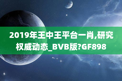 2019年王中王平台一肖,研究权威动态_BVB版?GF898