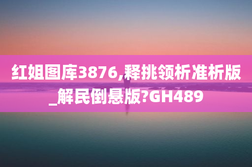 红姐图库3876,释挑领析准析版_解民倒悬版?GH489