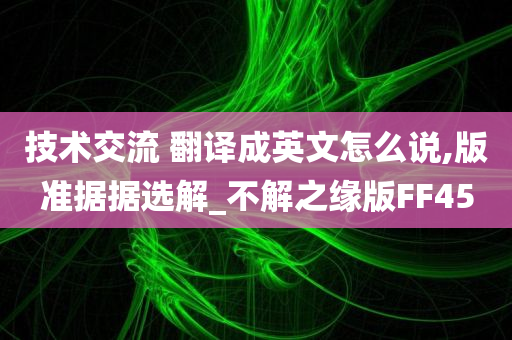 技术交流 翻译成英文怎么说,版准据据选解_不解之缘版FF45