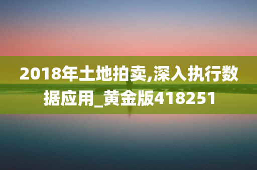 2018年土地拍卖,深入执行数据应用_黄金版418251