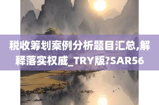 税收筹划案例分析题目汇总,解释落实权威_TRY版?SAR56