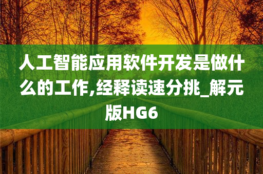 人工智能应用软件开发是做什么的工作,经释读速分挑_解元版HG6