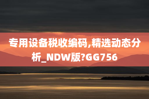 专用设备税收编码,精选动态分析_NDW版?GG756